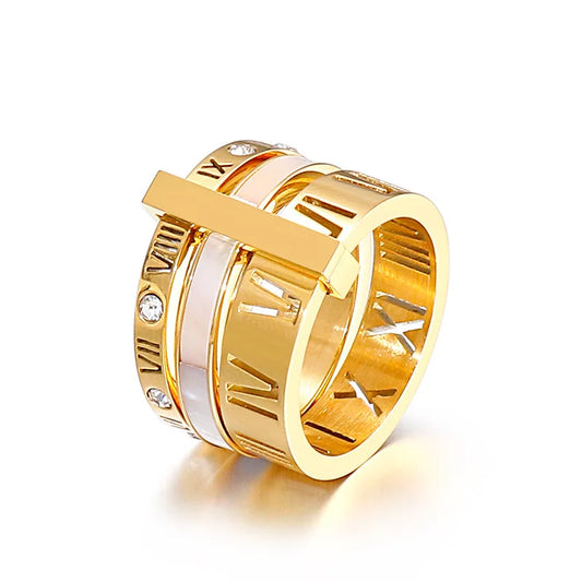 Triple Roman Hoop Ring