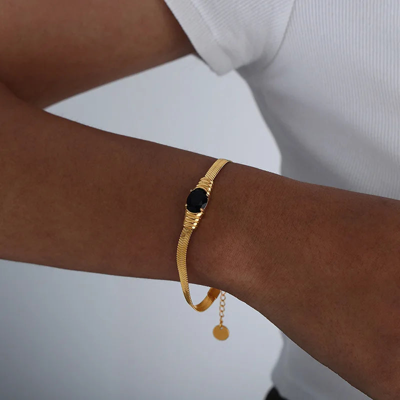 Retro Noir Bracelet, 18K Gold-Plated