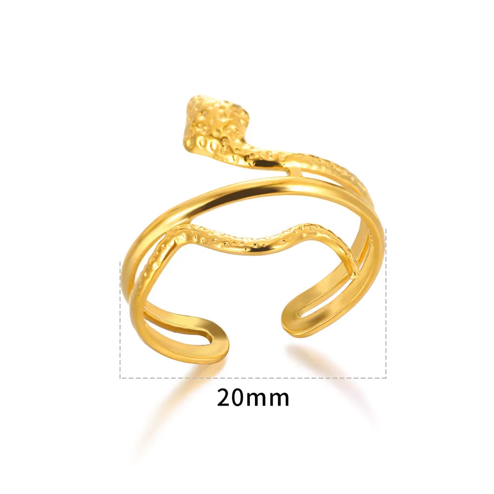 Snake Ring, 18K Gold-Plated Adjustable