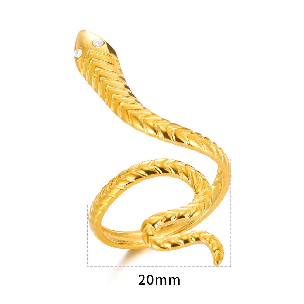 Snake Ring, 18K Gold-Plated Adjustable