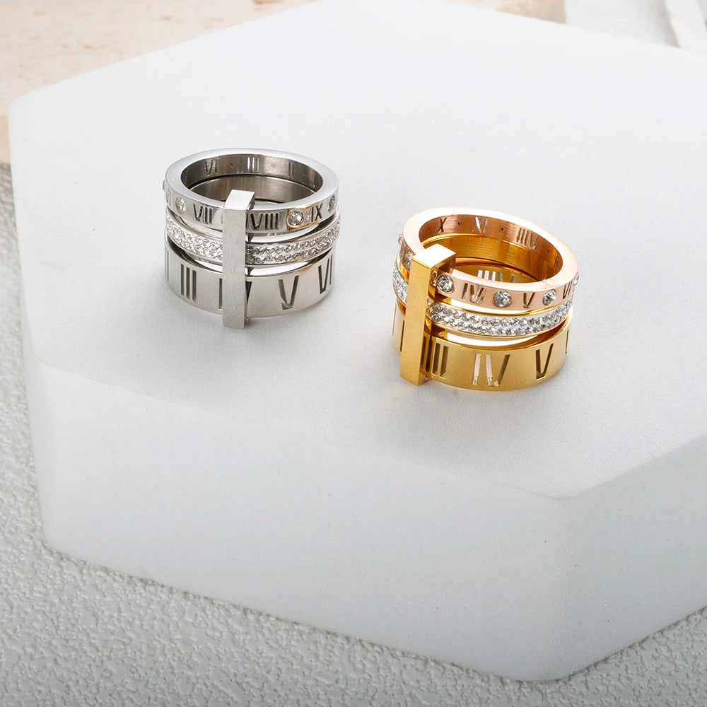 Triple Roman Hoop Ring