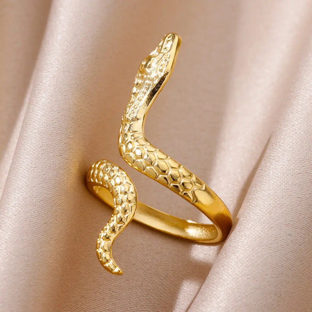 Snake Ring, 18K Gold-Plated Adjustable