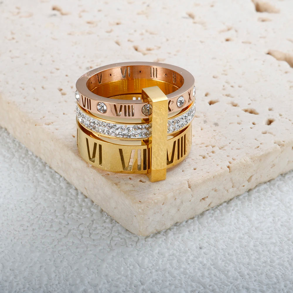 Triple Roman Hoop Ring