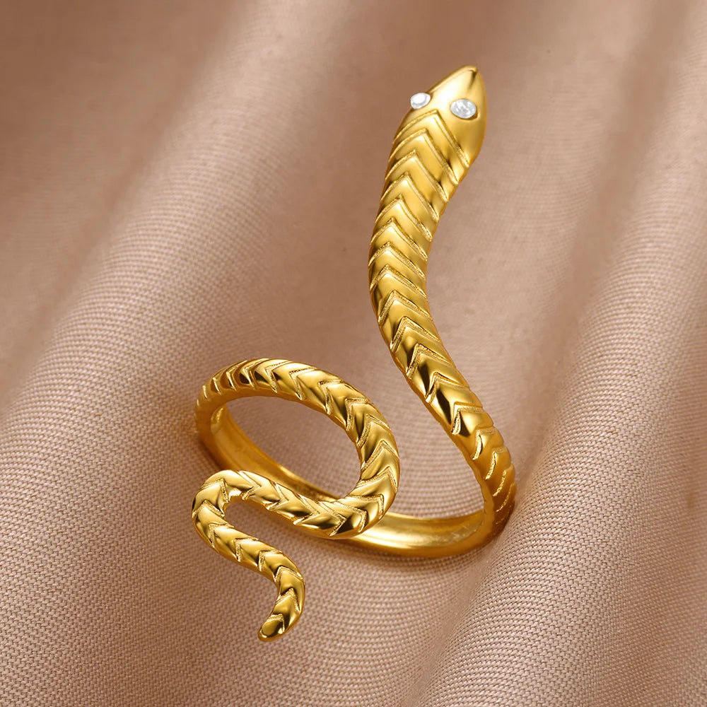 Snake Ring, 18K Gold-Plated Adjustable