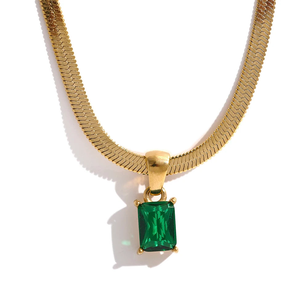 Cubic Zirconia Green Necklace