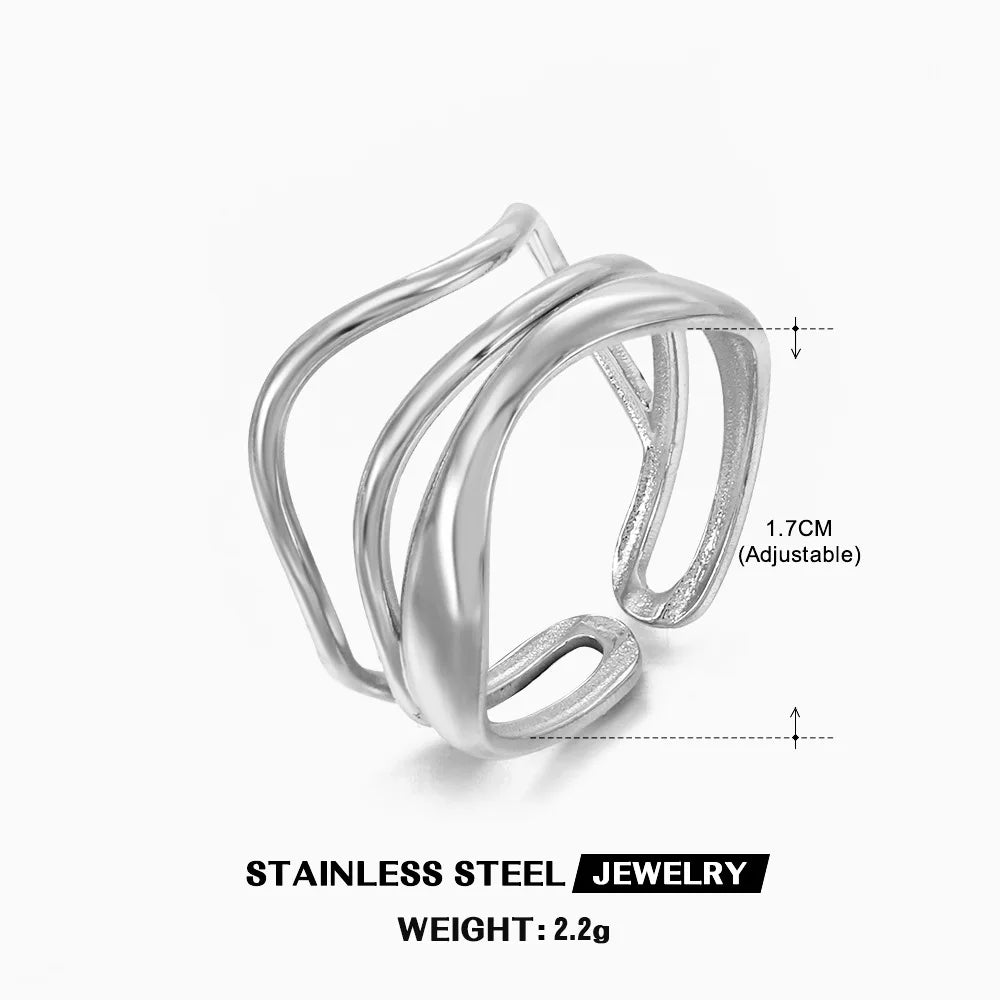 Wave Ring, 18K Gold-Plated Adjustable