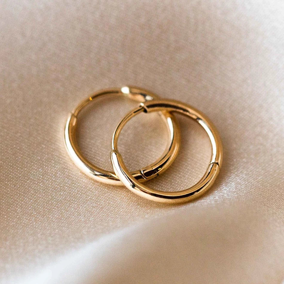 Gold-Plated Heart Huggie Hoop Earrings