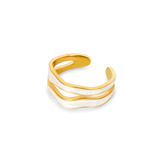 Adjustable Pearl Ring, Gold-Plated