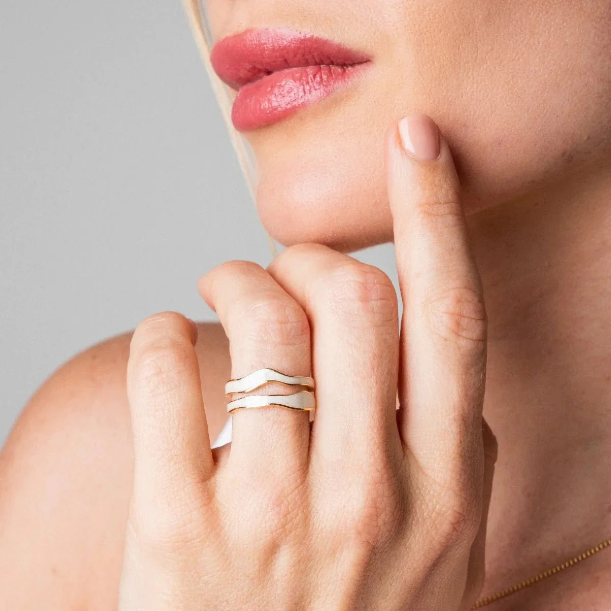 Adjustable Pearl Ring, Gold-Plated