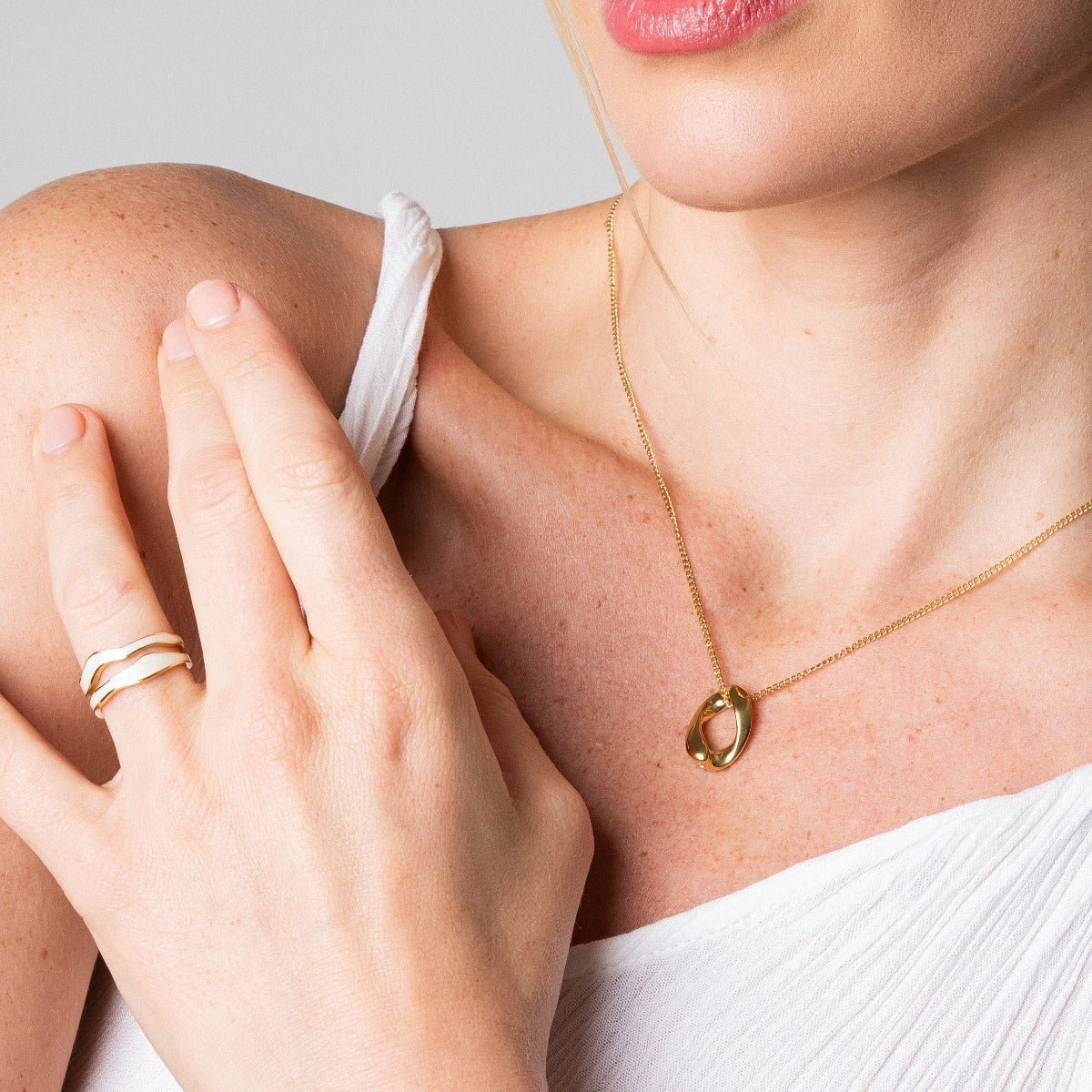 Adjustable Pearl Ring, Gold-Plated