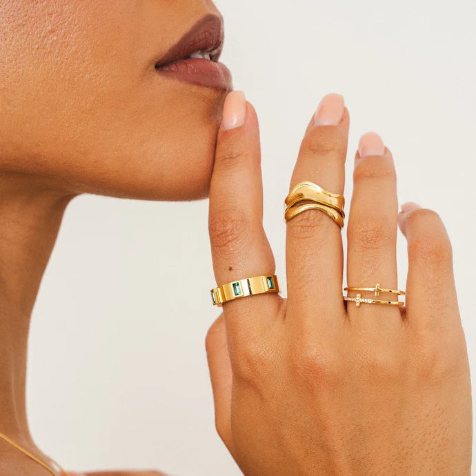 Cross Ring, 18K Gold-Plated