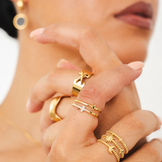 Cross Ring, 18K Gold-Plated