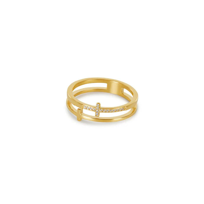 Cross Ring, 18K Gold-Plated