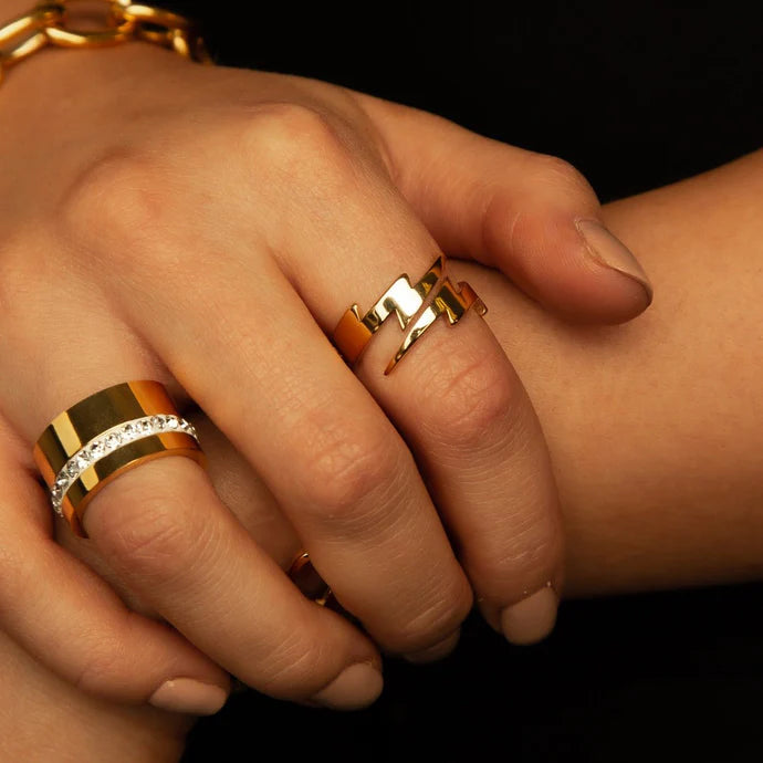 Zirconia Ring, 18K Gold-Plated