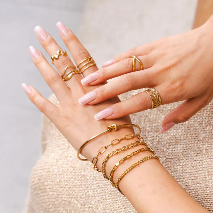 Wave Ring, 18K Gold-Plated Adjustable