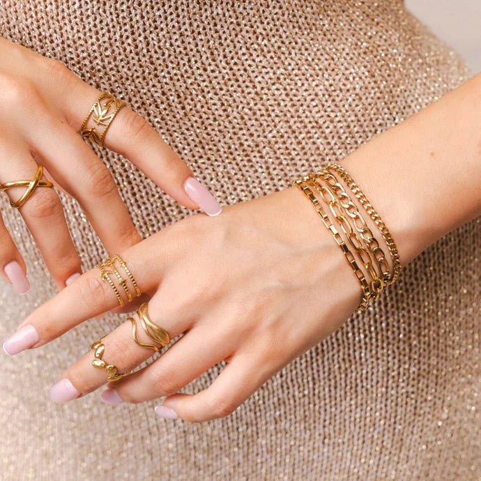 Wave Ring, 18K Gold-Plated Adjustable