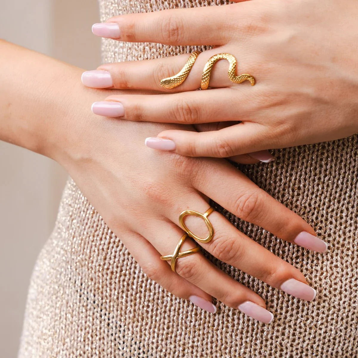 Snake Ring, 18K Gold-Plated Adjustable