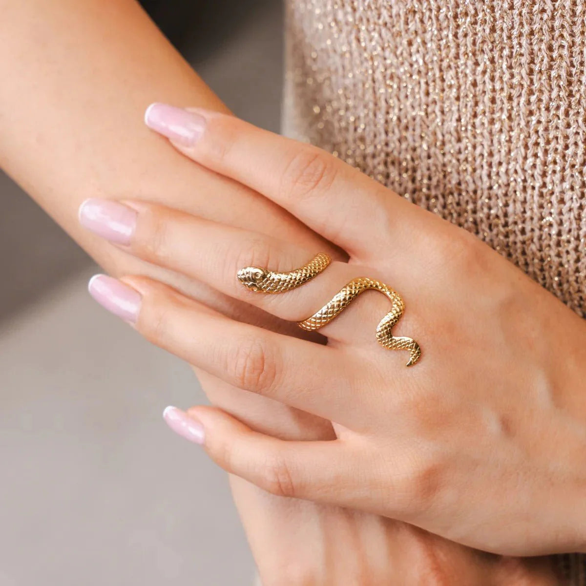 Snake Ring, 18K Gold-Plated Adjustable