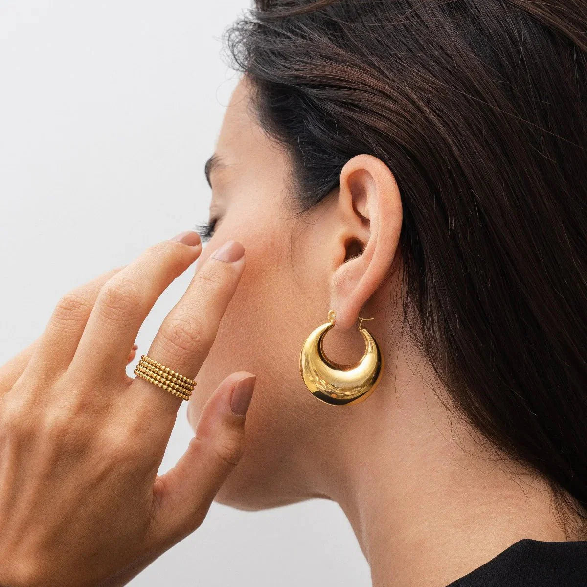 Moon Hoop Earrings