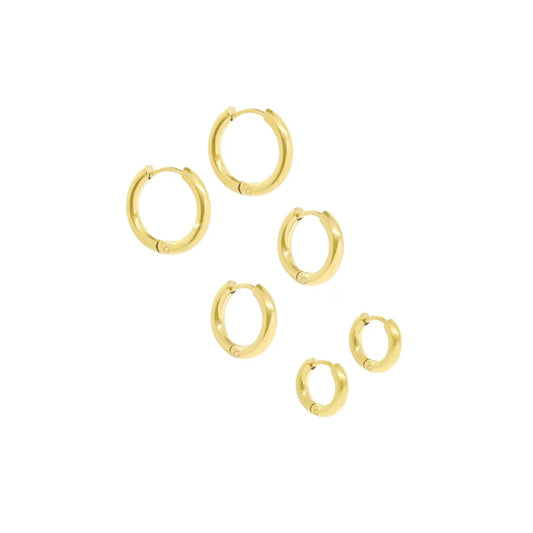 Gold-Plated Heart Huggie Hoop Earrings