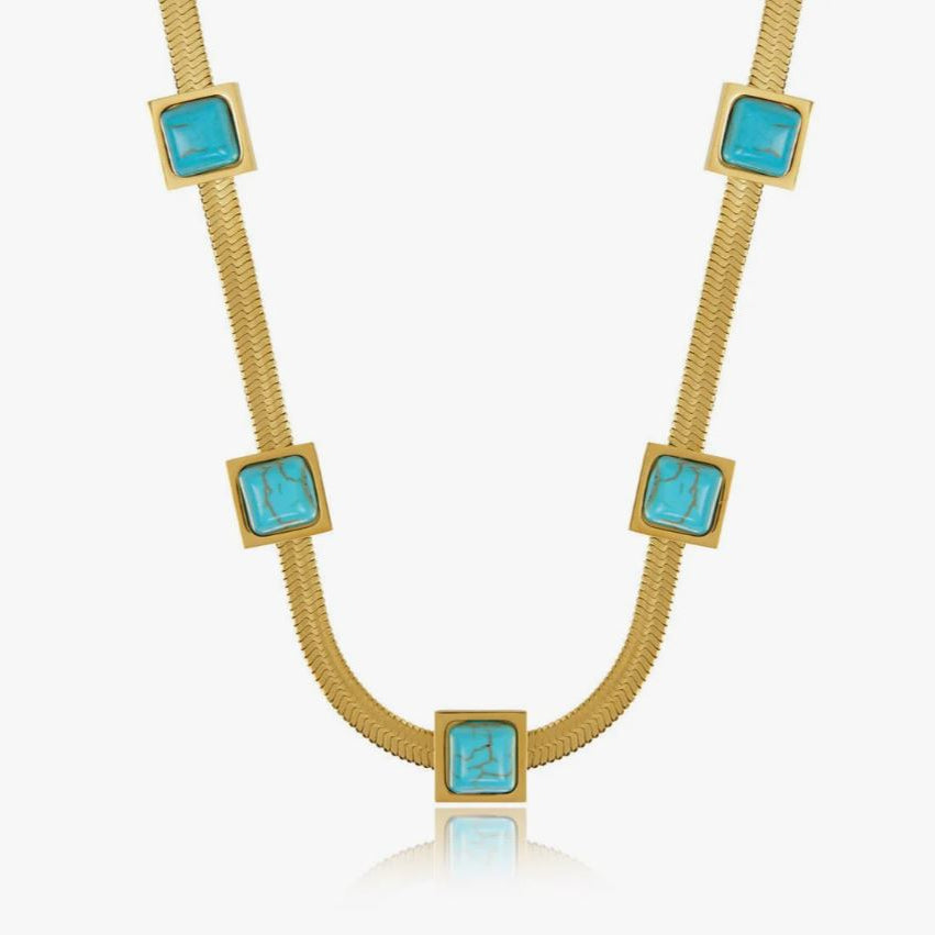 Maia green necklace, 18k gold-plated stainless steel