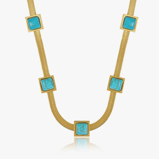 Maia green necklace, 18k gold-plated stainless steel
