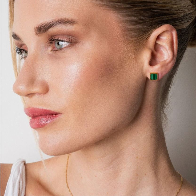 Green marble Earring