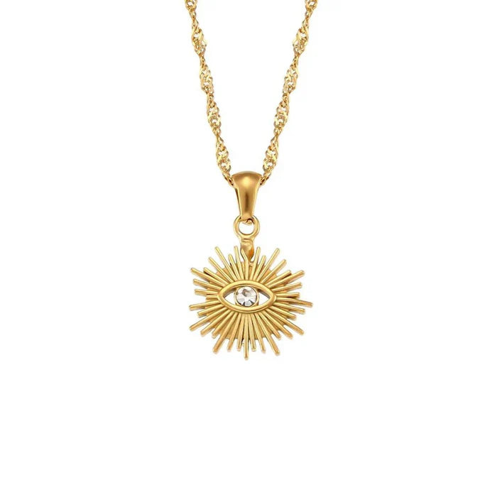 Zirconia Eye Necklace, 18K Gold-Plated