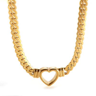 Love heart Necklace , 18K Gold-Plated