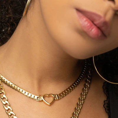 Love heart Necklace , 18K Gold-Plated