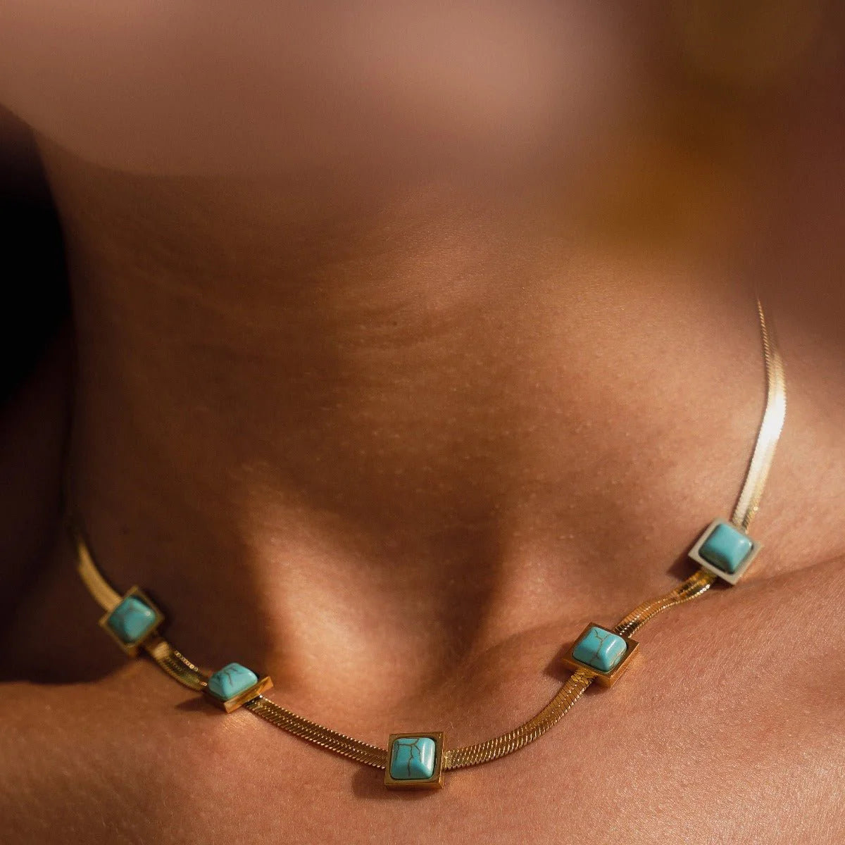 Maia green necklace, 18k gold-plated stainless steel