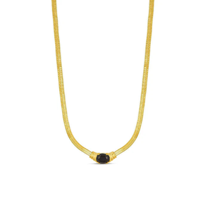 Retro Noir Necklace, 18K Gold-Plated