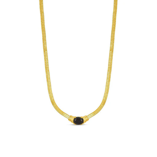 Retro Noir Necklace, 18K Gold-Plated