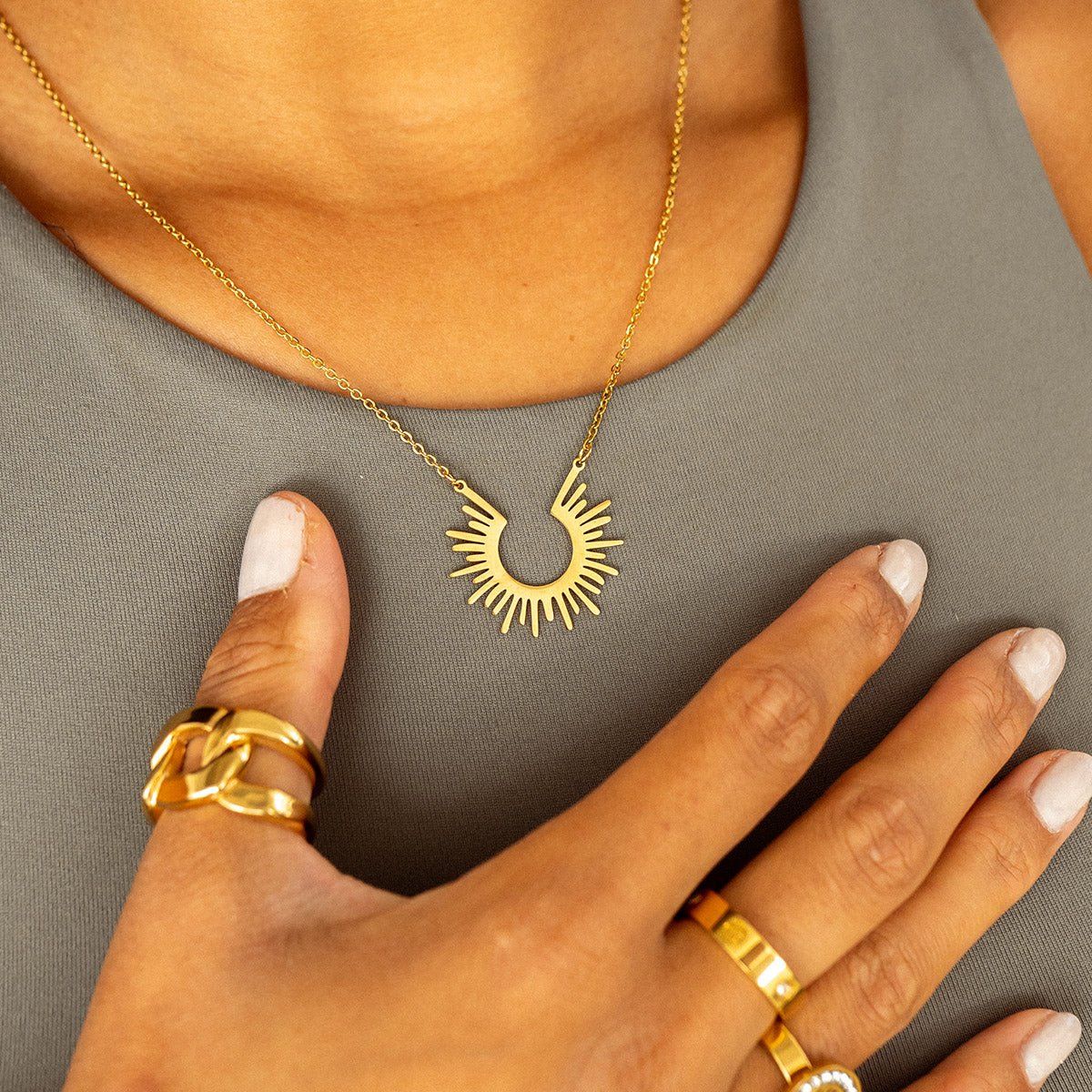 Sun Necklace, 18K Gold-Plated
