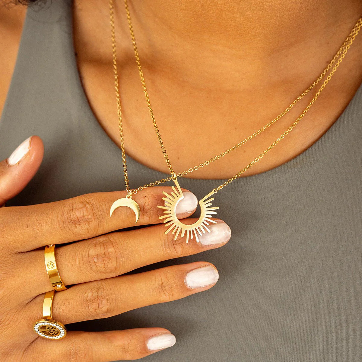 Sun Necklace, 18K Gold-Plated