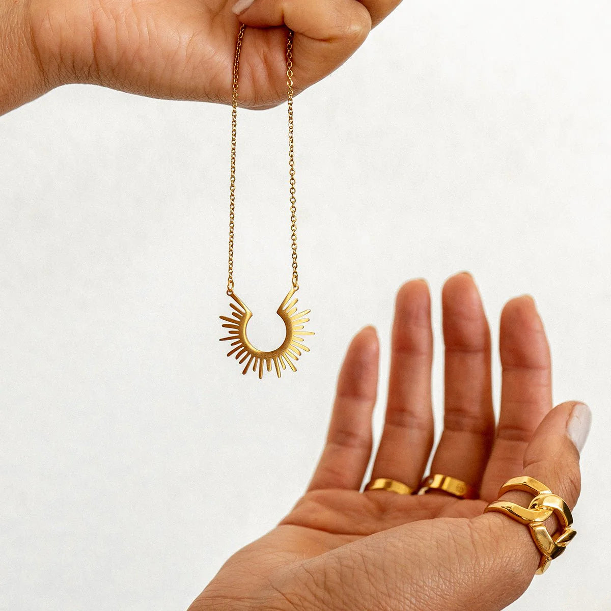 Sun Necklace, 18K Gold-Plated