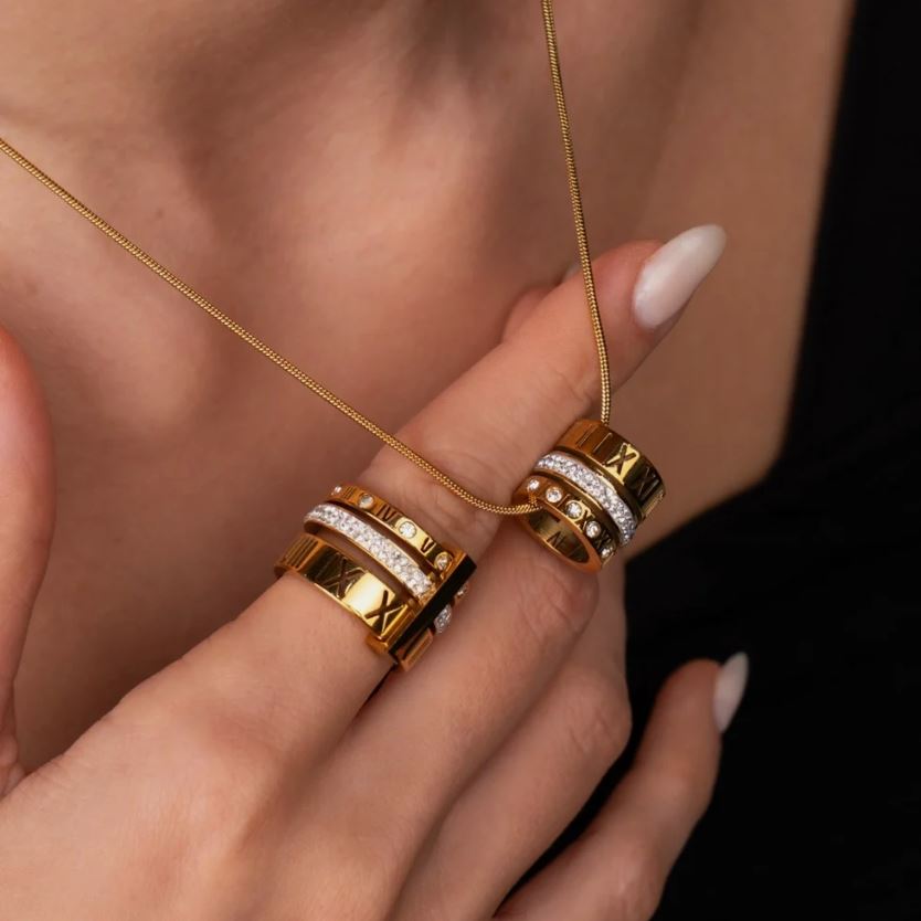 Triple numeral hoop Necklace