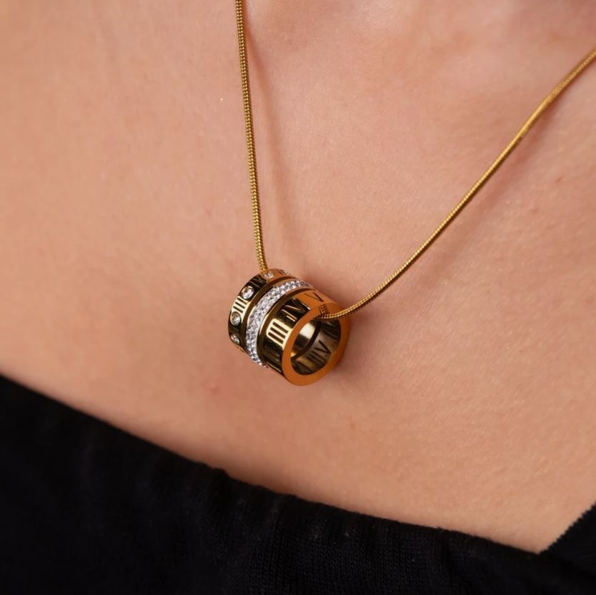 Triple numeral hoop Necklace