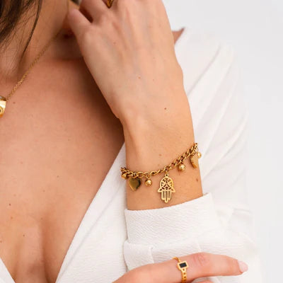 Hamsa Bracelet, 18K Gold-Plated